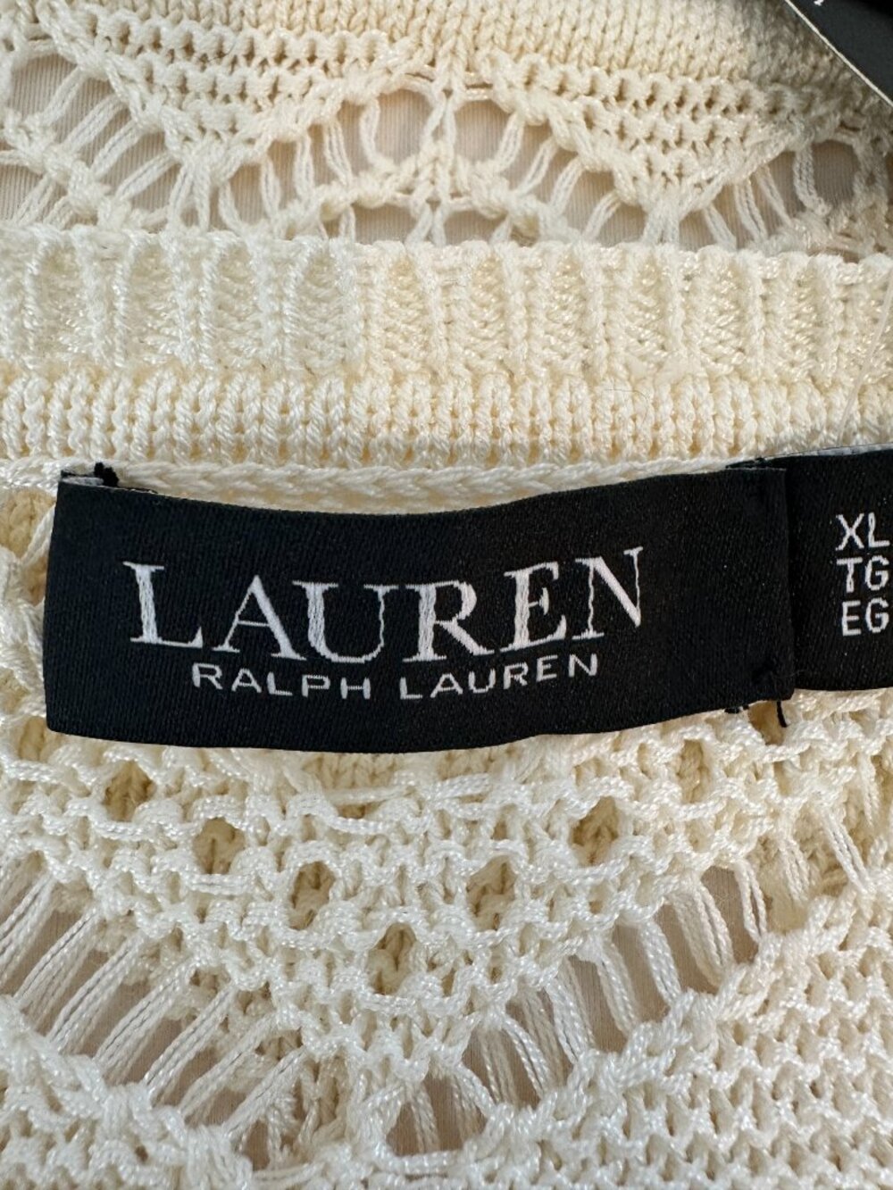 NWT Ralph Lauren Cream Black Label Sleeveless Crochet Knit Top Women's Sz XL - Picture 14 of 16